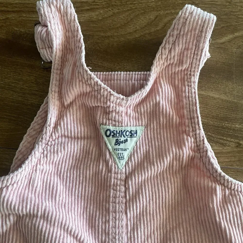 Vintage OshKosh B'gosh Overalls Girls 6M Pink Corduroy Cargo Snap Leg Baby